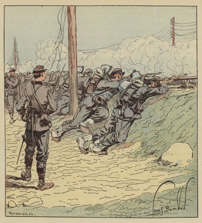 Strijd bij Artenay, Het 8e bataljon jagers ontplooit zich langs de berm van de weg door after Louis Charles Bombled