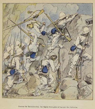 Gevecht van Tsinainondry, het vreemdelingenlegioen bestormt de batterijen door after Louis Charles Bombled