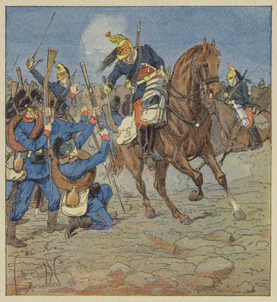 Strijd bij Vallieres, Onze draken nemen een Beierse compagnie gevangen door after Louis Charles Bombled