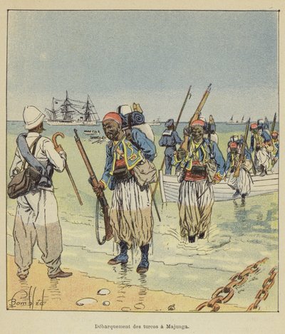 Landing van de Turcos in Majunga door after Louis Charles Bombled