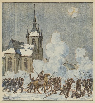 Verdediging van Patay door de 75e mobiele troepen door after Louis Charles Bombled