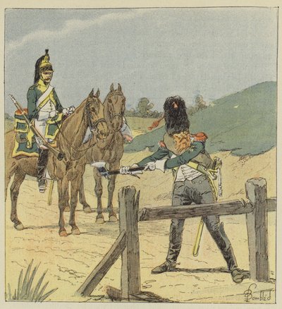 Dragonder en dragondersappeur door after Louis Charles Bombled