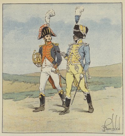 Keizerlijke garde, Muzikanten van het 1e en 2e regiment grenadiers door after Louis Charles Bombled