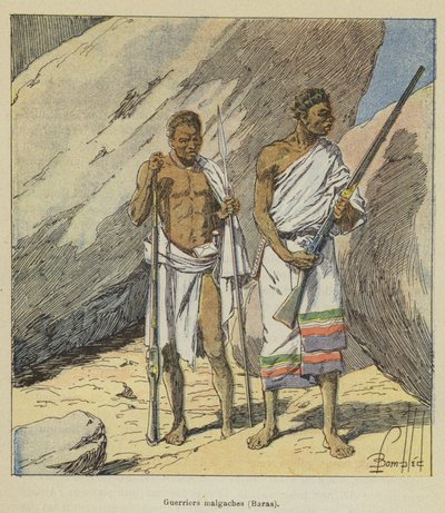 Malagassische krijgers, Baras door after Louis Charles Bombled