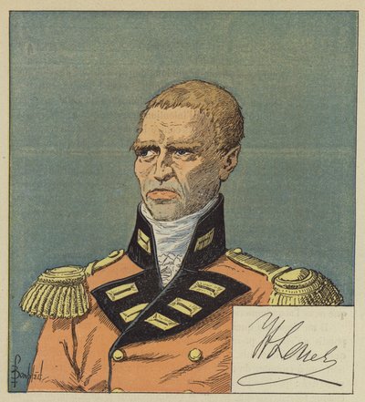 Hudson Lowe naar een tekening van de Nationale Bibliotheek, De handtekening van Lowe door after Louis Charles Bombled