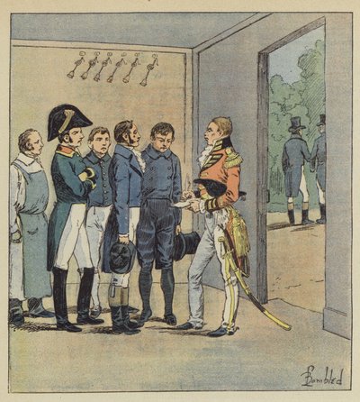 Hudson Lowe ondervraagt de bedienden van Napoleon door after Louis Charles Bombled