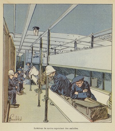 Interieur van een schip dat zieken repatrieert door after Louis Charles Bombled