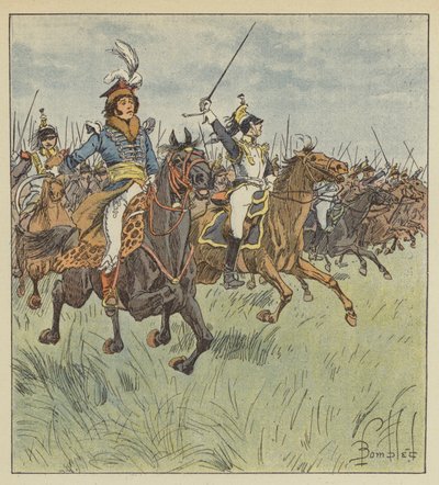 Nooit zag men iemand zo briljant, zo moedig, zo vastberaden aan het hoofd van een cavalerie door after Louis Charles Bombled