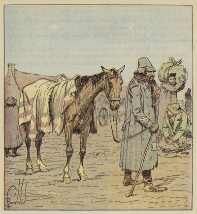 Joodse handelaar die de Duitse legers vergezelt, naar de natuur door after Louis Charles Bombled