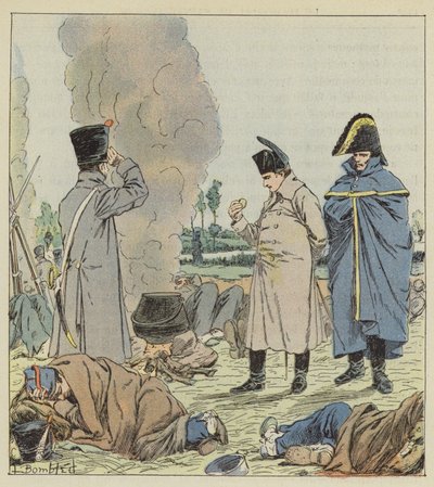 De Keizer bij het bivak aan de oevers van de Sambre door after Louis Charles Bombled