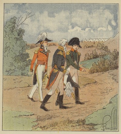 De Keizer praat met de Engelse admiraal in aanwezigheid van de gouverneur door after Louis Charles Bombled