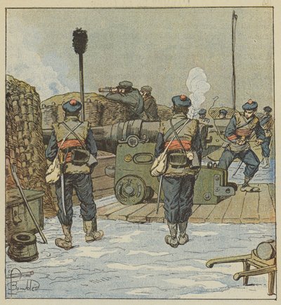 De marinebatterij van Chevilly door after Louis Charles Bombled