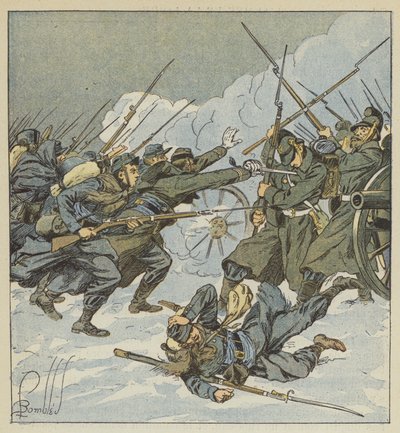 De compagnie Boudot van de 11e jagers stormt op een Duitse batterij af door after Louis Charles Bombled