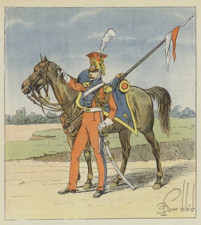 Nederlandse lansier, Rode lansier van het 2e regiment lansiers van de Keizerlijke Garde door after Louis Charles Bombled