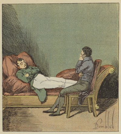 Las Cases kijkt naar de slapende Napoleon door after Louis Charles Bombled