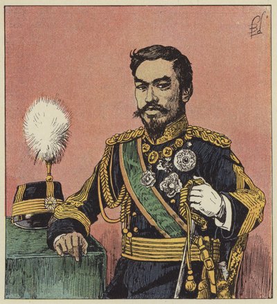 De Mikado Mutsu-Hito, keizer van Japan door after Louis Charles Bombled