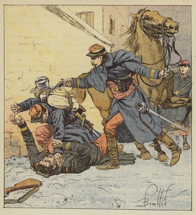 Kolonel Choppin-Merey doodt een ongedisciplineerde soldaat door after Louis Charles Bombled