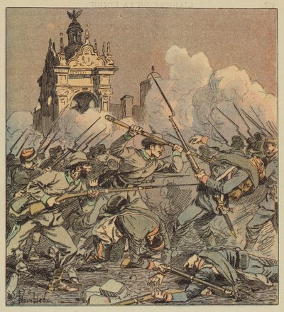 De nachtelijke strijd op het plein door after Louis Charles Bombled