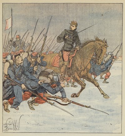 Generaal Deflandre leidt een bataljon in de aanval op Layes door after Louis Charles Bombled