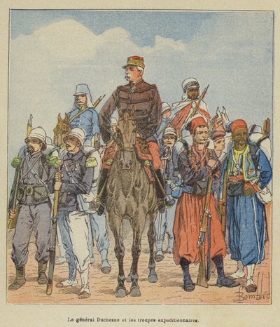Generaal Duchesne en de expeditietroepen door after Louis Charles Bombled