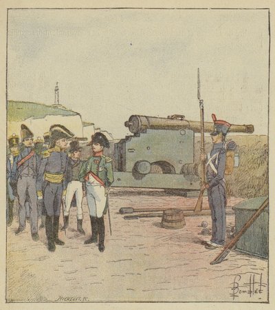 De Keizer bezoekt de fortificaties van het eiland Aix door after Louis Charles Bombled
