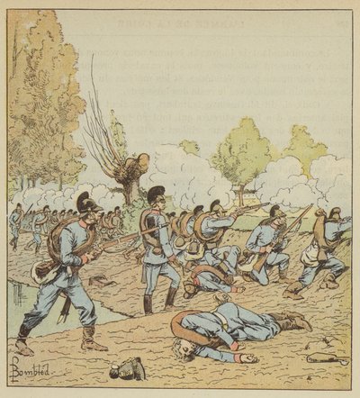 De Duitsers vallen het park van Dames-Blanches aan door after Louis Charles Bombled