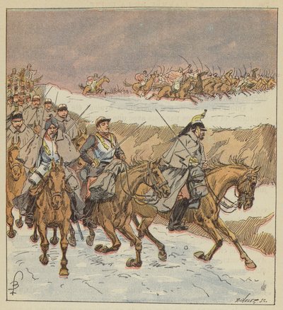 De Arabieren van kolonel Goursaud bevrijden het 3e cuirassiers met een schitterende charge door after Louis Charles Bombled