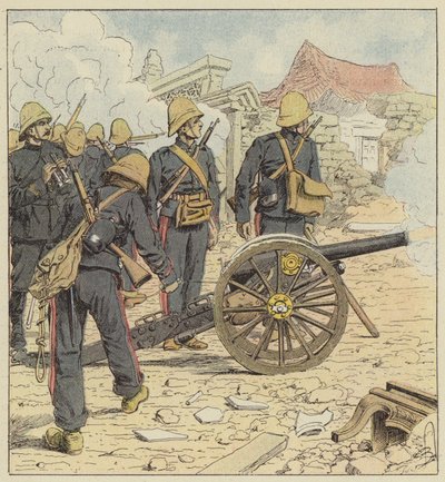 De Fransen schieten op de poort van Choum-Tsche-Men door after Louis Charles Bombled
