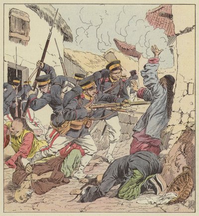 De Japanners massacreren de Chinezen van Port-Arthur door after Louis Charles Bombled