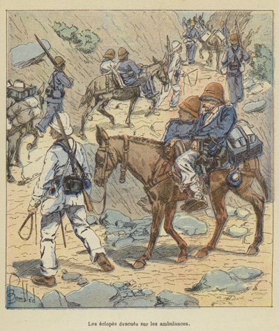 De gewonden geëvacueerd op de ambulances door after Louis Charles Bombled