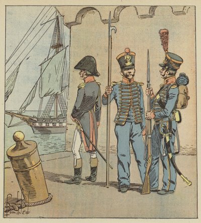 Dezelfde mannen waren zowel matrozen als soldaten door after Louis Charles Bombled