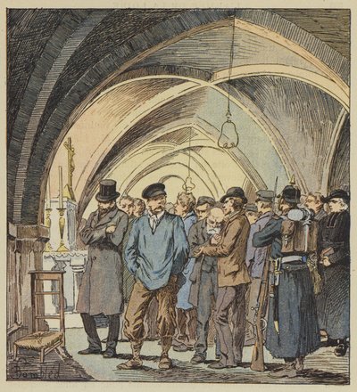 De gijzelaars in de crypte van Beaune-la-Rolande door after Louis Charles Bombled