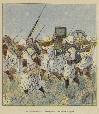 De Hova gevangenen vervoeren de veroverde artillerie door after Louis Charles Bombled