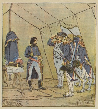 De oude soldaten van het leger van Italië noemen Bonaparte korporaal na Lodi door after Louis Charles Bombled