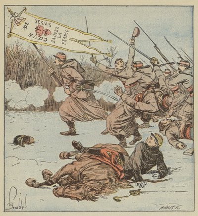 De pauselijke zouaven vallen Loigny aan door after Louis Charles Bombled