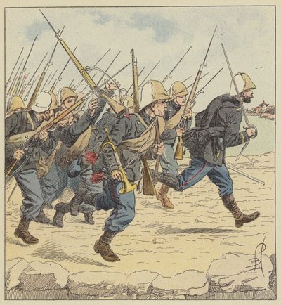Mariniersinfanterie op de weg van Tien-Tsin door after Louis Charles Bombled