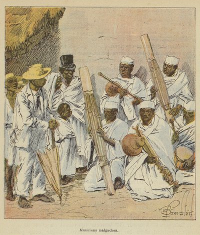 Malagassische muzikanten door after Louis Charles Bombled