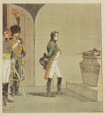 Napoleon bij het graf van de Grote Frederik door after Louis Charles Bombled