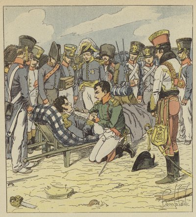 Napoleon en maarschalk Lannes stervend door after Louis Charles Bombled