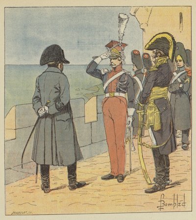 Napoleon ontvangt Pioutowski op het eiland Elba door after Louis Charles Bombled