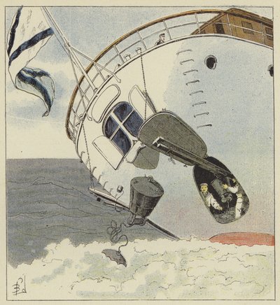 Plaatsing van onderwatermijnen door after Louis Charles Bombled