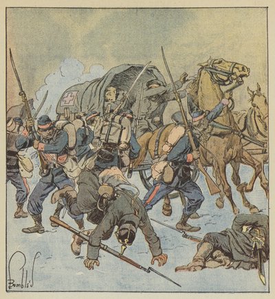 Inname van een Pruisische ambulance door een compagnie van de 43e mars door after Louis Charles Bombled