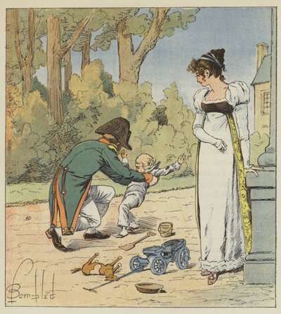 Als hij hem in de tuinen tegenkwam, gooide hij hem op de grond door after Louis Charles Bombled