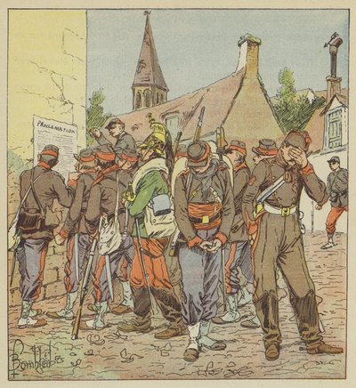 Soldaten van het Loire-leger lezen over de capitulatie van Metz door after Louis Charles Bombled