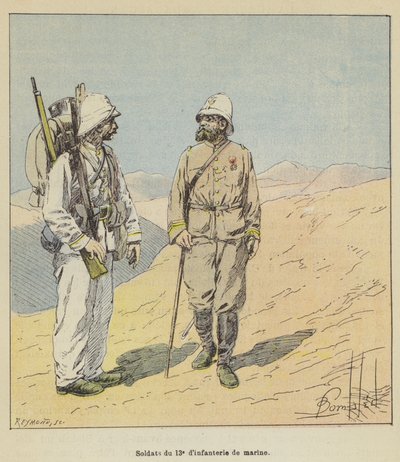 Soldaten van de 13e mariniersinfanterie door after Louis Charles Bombled