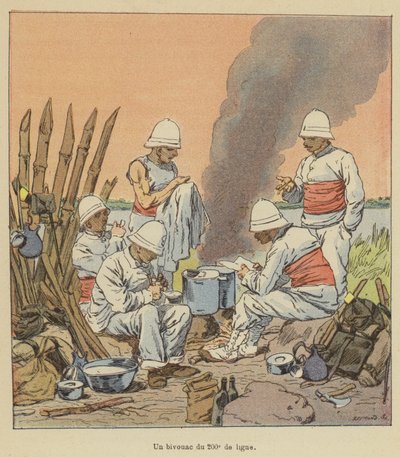 Een bivak van de 200e linie door after Louis Charles Bombled