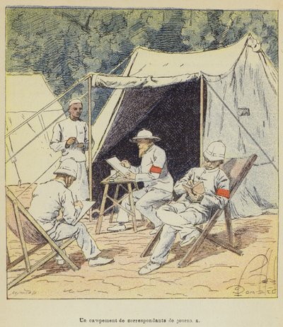 Een kamp van krantenverslaggevers door after Louis Charles Bombled