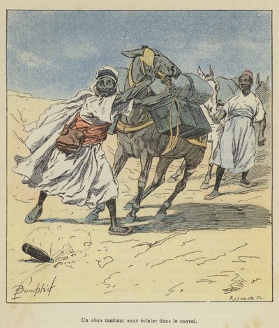 Een granaat valt zonder te ontploffen in het konvooi door after Louis Charles Bombled