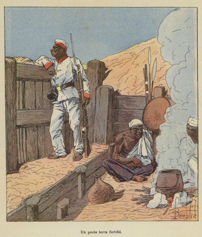 Een versterkte Hova post door after Louis Charles Bombled