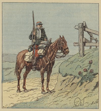 Wachtpost van het 6e huzaren door after Louis Charles Bombled